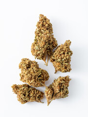 High-Quality Marijuana Buds on White Background for Cannabis Use