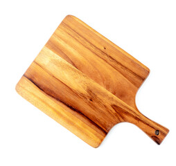 Wooden Cutting Board with Handle on White Background for Cooking