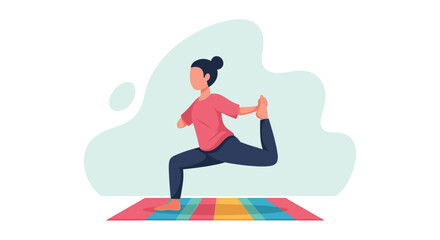 Woman in a dedicated yoga pose on a colorful mat, illustrating flexibility, balance, and mindful exercise for health and wellness. Ideal for fitness and lifestyle content.
