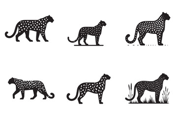 Leopard animal silhouette. Vector, illustration, icon set