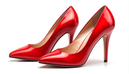 Pair of red high-heeled shoes