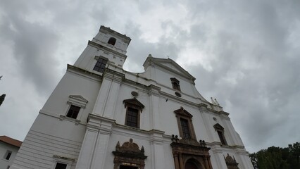 Cathedral of Santa Catarina in Old Goa on a Cloudy Day, Historical Portuguese Monument