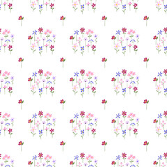 Seamless floral pattern minimalist repeating background with watercolor flowers. Fabric wallpaper print texture. Perfectly for backdrop, wrapped paper, linen.