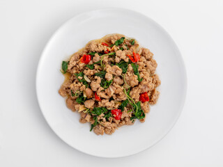 Delicious Stir-Fried Minced Meat with Fresh Vegetables on Plate