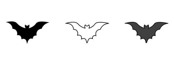 Bat set icon on white background