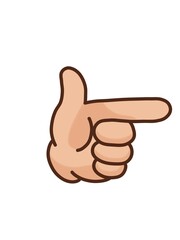 Vector illustration of a cartoon hand pointing to right. Emoji style, ideal for directional icons, stickers, and social media arrows.