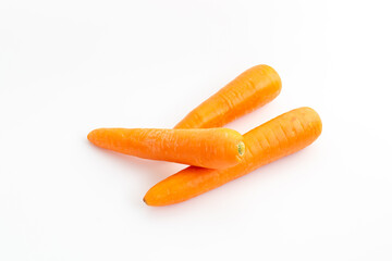 Fresh Orange Carrots on White Background for Healthy Eating Concepts