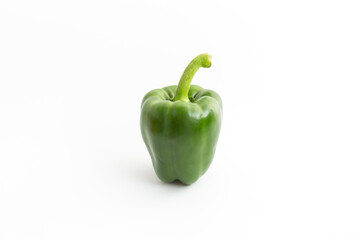Fresh Green Bell Pepper Isolated on White Background for Cooking
