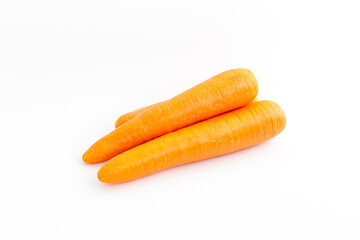 Fresh Raw Orange Carrots on White Background for Healthy Cooking