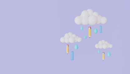 Back to school education with falling and balancing school supplies items concept