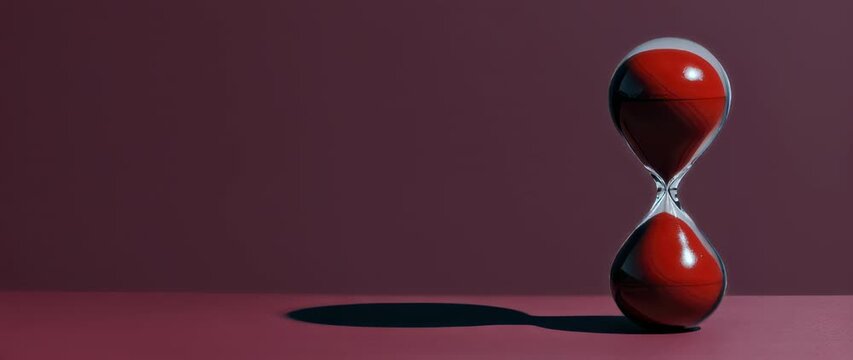 Elegant red hourglass transitions across color gradients, symbolizing passing time and deadlines