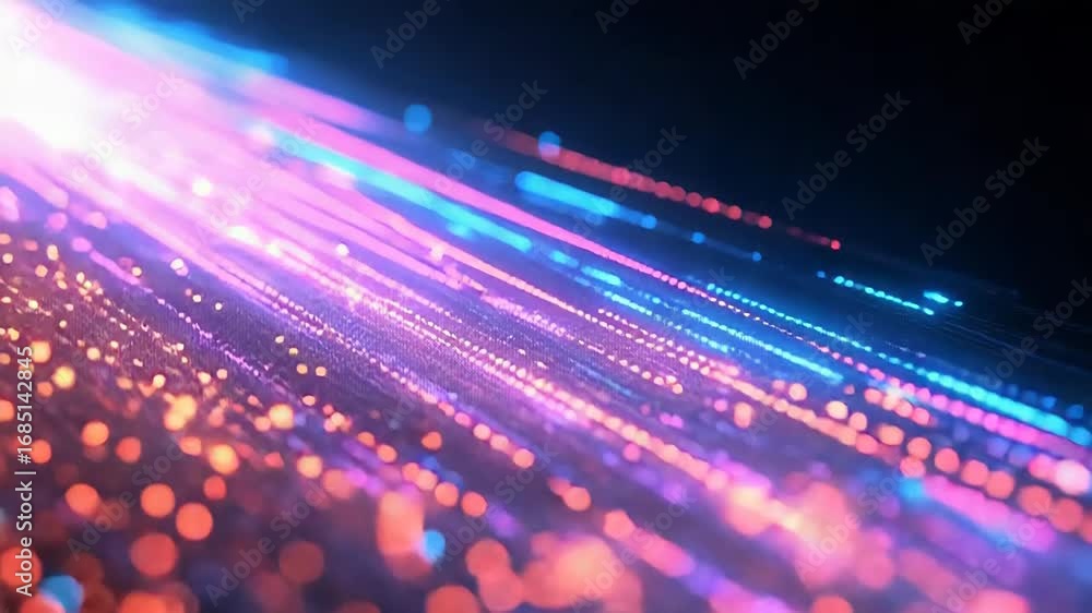 Poster abstract data stream flowing across cyberspace background