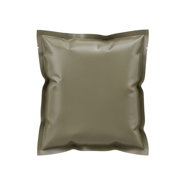 Photo of sealed mre meal, readytoeat pouch, isolated on transparent background