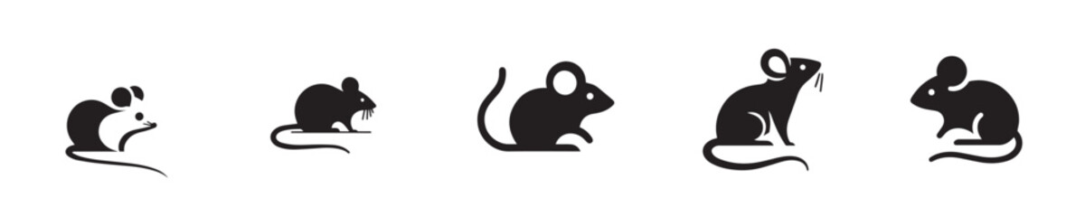 Silhouette of a mouse. Vector, illustration, icon set