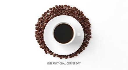 Awaken your senses with a rich dark coffee brew surrounded by freshly roasted beans, perfect for morning inspiration.