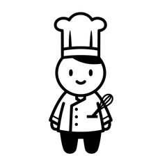 a black and white drawing of a chef