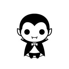 a black and white cartoon vampire with a black hat