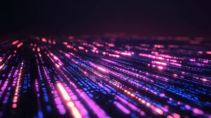 Big data flowing through futuristic server room visualization - Powered by Adobe