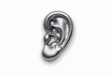 Silver ear model, studio shot, white background, medical