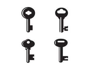 Elegant key silhouette vector icons modern collection