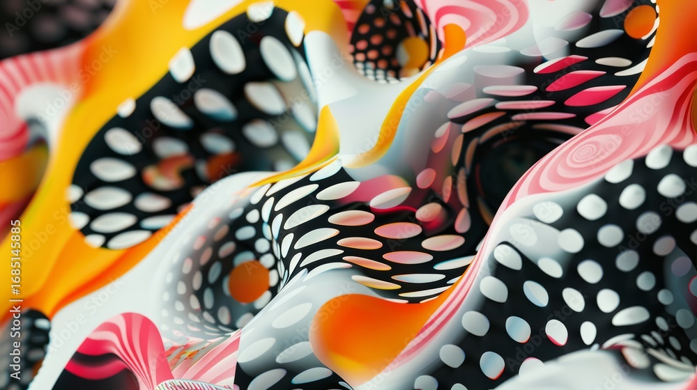 Poster the image showcases an abstract, psychedelic design with intricate patterns and bold shapes