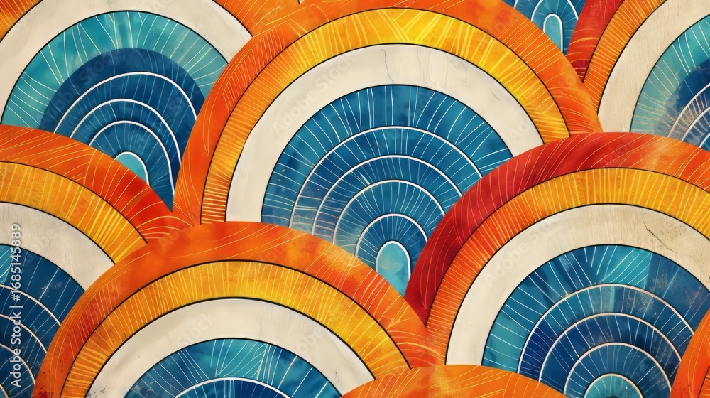 Aufkleber the image shows a seamless, geometric pattern composed of overlapping arches.