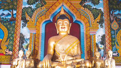 buddist temple thailand art decoration buddha statue gold bronze religion