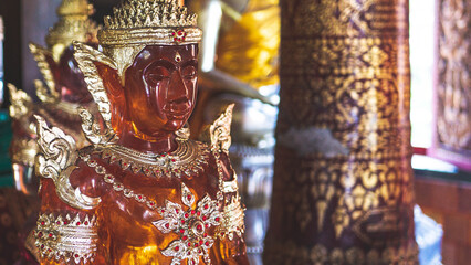buddist temple thailand art decoration buddha statue gold bronze religion