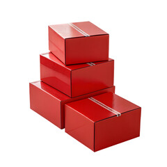 Obraz premium three glossy red cardboard delivery boxes