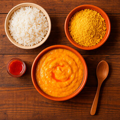 Vatap&aacute; brasileiro com acompanhamentos tradicionais