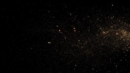 Golden Stars Trail Moving Left to Right Curve with Twinkling Particles Floating. Firework Flying on Black Background Christmas Style Design Element Overlay Screen. Gold Dust Glowing 3d Animation 4k. - Powered by Adobe