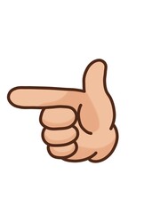 Vector illustration of a cartoon hand pointing to the left. Cute emoji style, perfect for icons, stickers, and navigation graphics.