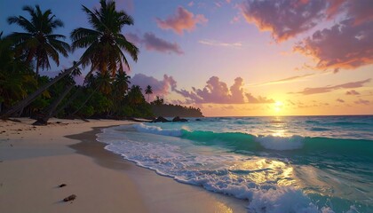 Tropical sunset beach scene