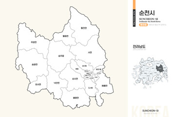 전라남도 순천시 행정동 윤곽선 지도