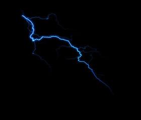 A dynamic lightning bolt strikes diagonally across a dark background, illuminating the void with...