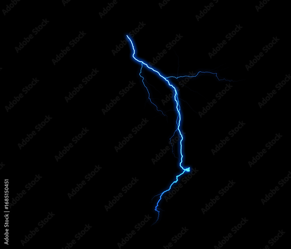 Poster a dynamic lightning bolt strikes diagonally across a dark background, illuminating the void with ele