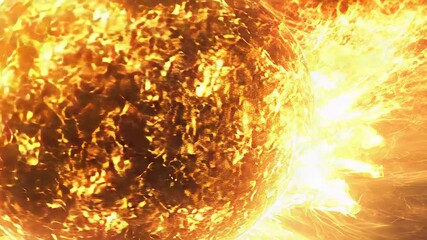 Burning sun emitting solar flare in deep space