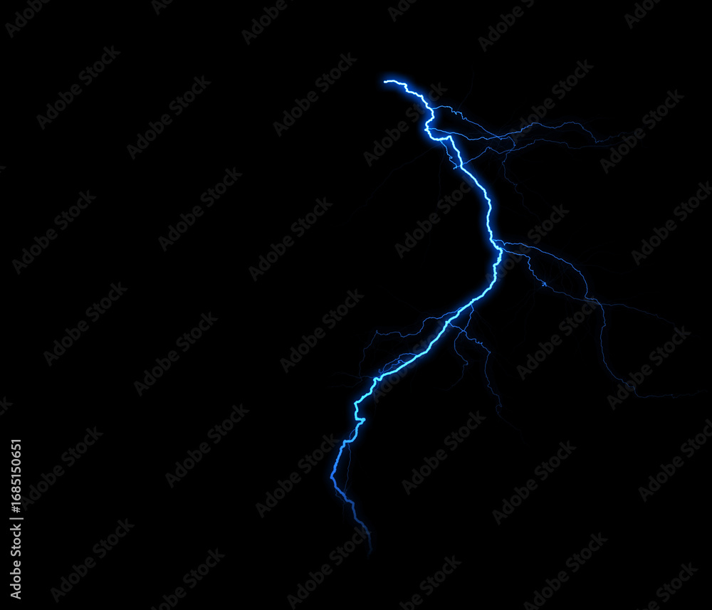 Poster a dynamic lightning bolt strikes diagonally across a dark background, illuminating the void with ele