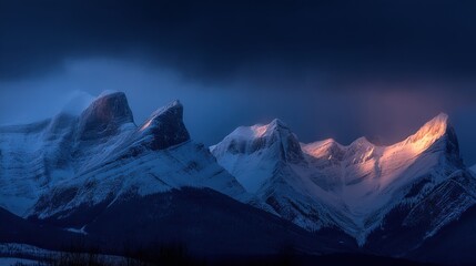Majestic mountain sunset rocky mountains landscape photography serene environment dramatic viewpoint natural beauty