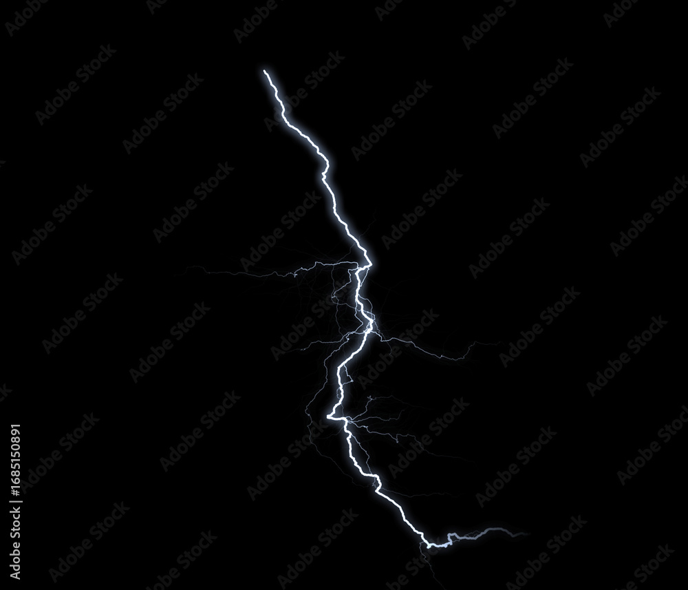 Poster a dynamic lightning bolt strikes diagonally across a dark background, illuminating the void with ele