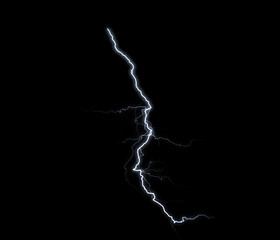 A dynamic lightning bolt strikes diagonally across a dark background, illuminating the void with...