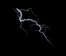 A dynamic lightning bolt strikes diagonally across a dark background, illuminating the void with...