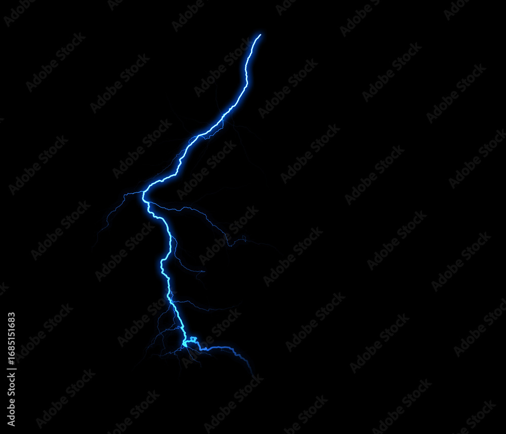 Poster a dynamic lightning bolt strikes diagonally across a dark background, illuminating the void with ele