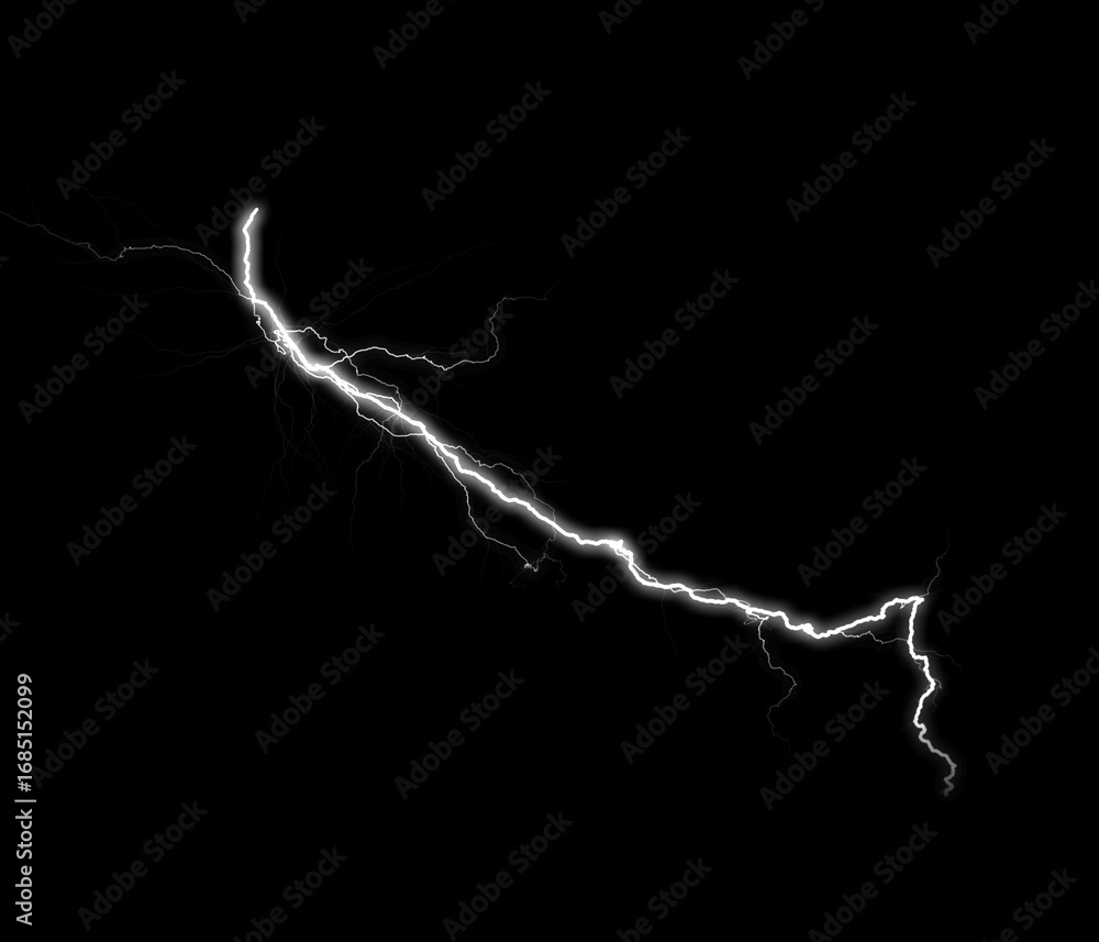 Poster a dynamic lightning bolt strikes diagonally across a dark background, illuminating the void with ele