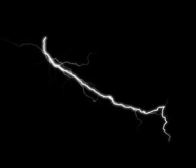 A dynamic lightning bolt strikes diagonally across a dark background, illuminating the void with...