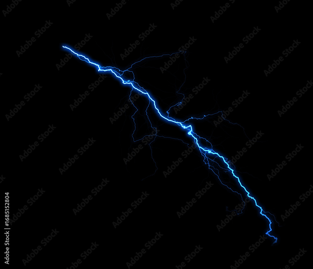 Poster a dynamic lightning bolt strikes diagonally across a dark background, illuminating the void with ele