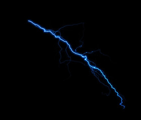 A dynamic lightning bolt strikes diagonally across a dark background, illuminating the void with...