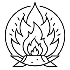 Campfire Outline Minimal Line Art Vector
