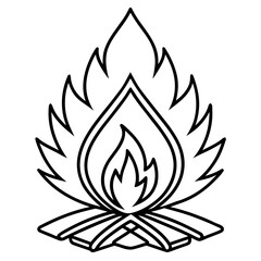 Campfire Outline Minimal Line Art Vector