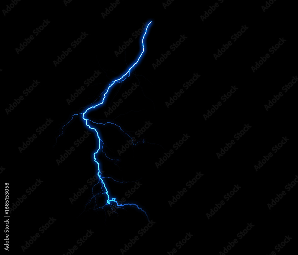 Poster a dynamic lightning bolt strikes diagonally across a dark background, illuminating the void with ele